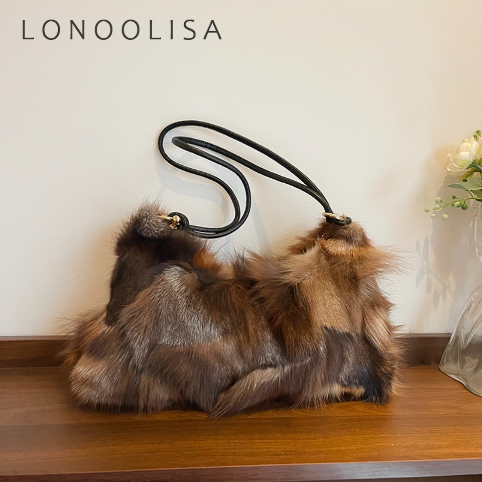 Interior Design Warm - Borsa a tracolla in pelliccia di
